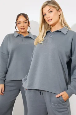 Collared Button Up Jersey Sweatshirt
