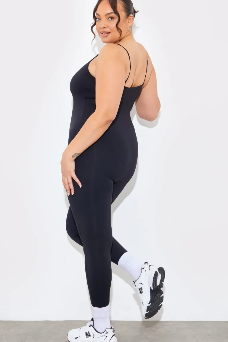 Contour Built-In Bra Scoop Neck Strappy Unitard