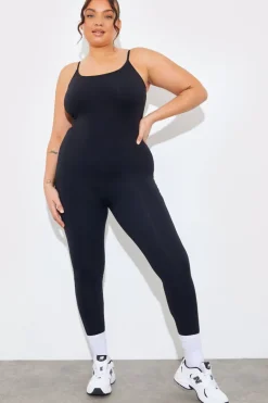 Contour Built-In Bra Scoop Neck Strappy Unitard