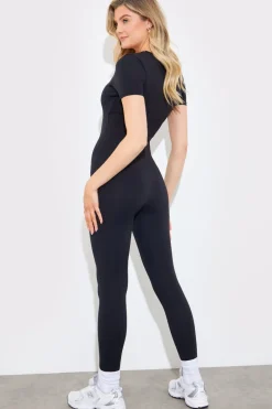 Contour Built-in Bra Short Sleeve Scoop Neck Unitard