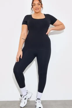 Contour Built-in Bra Short Sleeve Scoop Neck Unitard