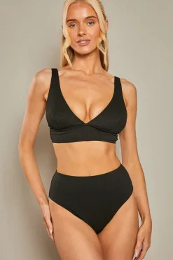 Contour Rib High Leg High Waisted Bikini Bottoms