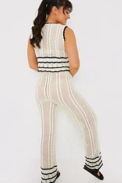 Contrast Binding Crochet Co-Ord Trouser