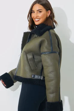 Contrast Borg Aviator Jacket