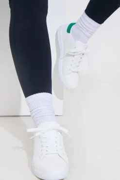 CONTRAST COLOUR HEEL LACE UP TRAINERS