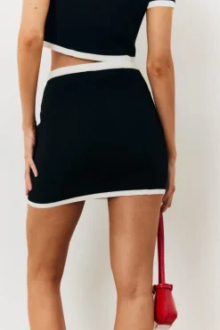 Contrast Piping Co Ord Knit Mini Skirt