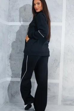 Contrast Piping Wide Leg Joggers