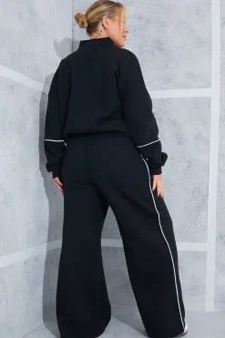 Contrast Piping Wide Leg Joggers