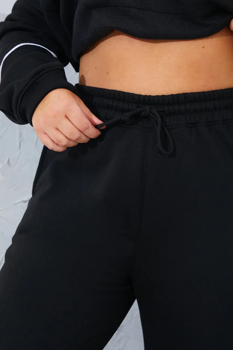 Contrast Piping Wide Leg Joggers