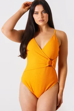 Control Crinkle Wrap Front O Ring Swimsuit