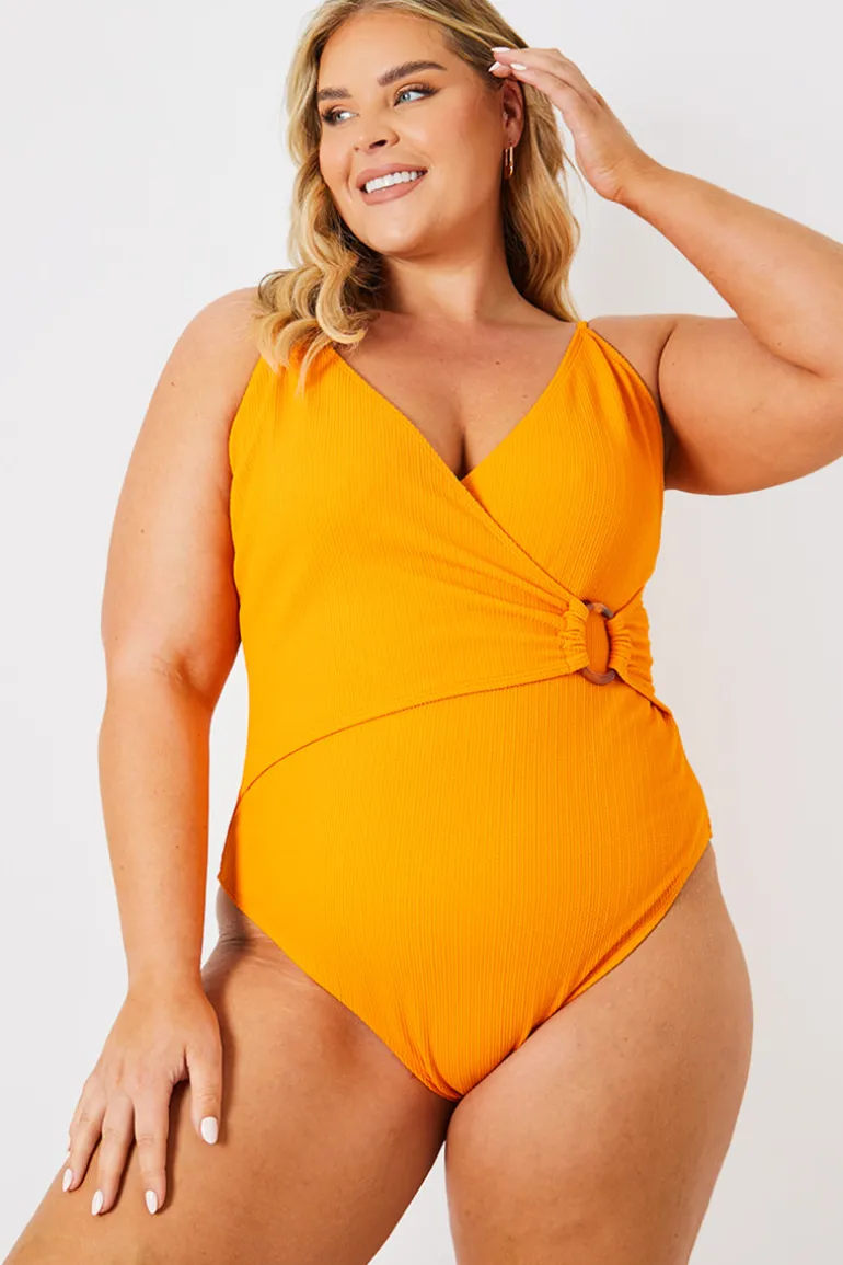 Control Crinkle Wrap Front O Ring Swimsuit