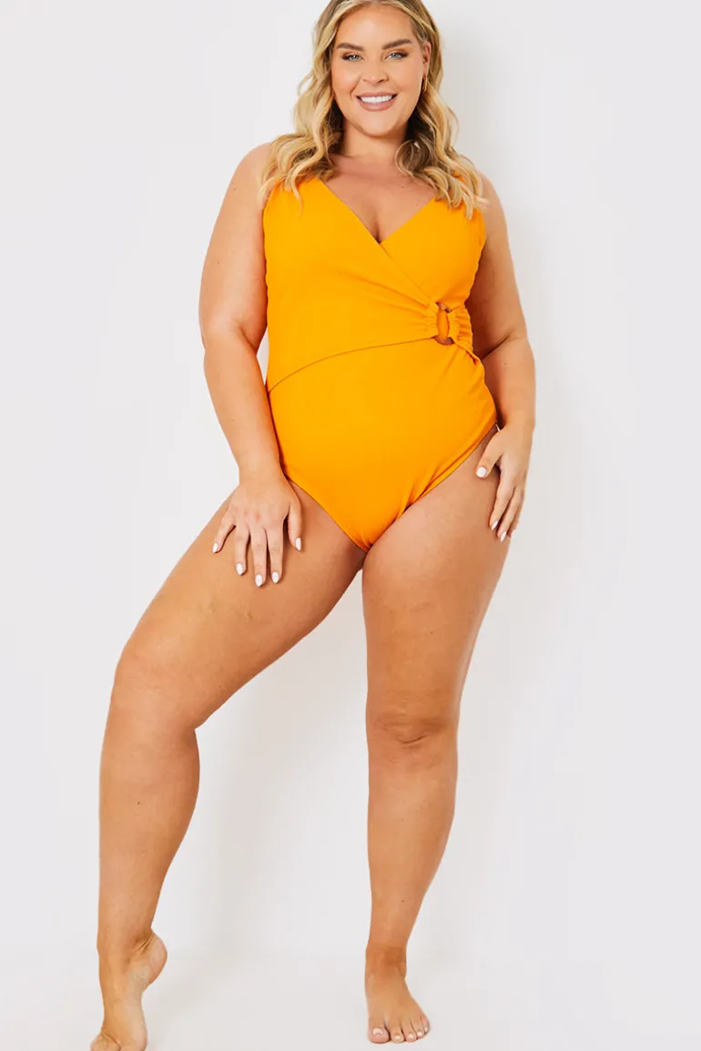Control Crinkle Wrap Front O Ring Swimsuit