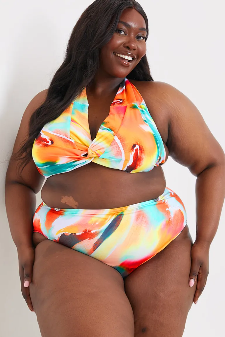 Control High Waist Abstract Print Bikini Bottom