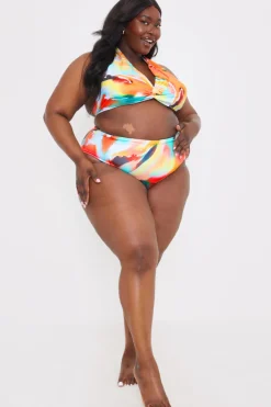Control High Waist Abstract Print Bikini Bottom