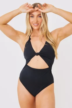 Control Knot Detail Cut Out Swimsuit