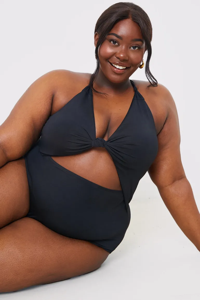 Control Knot Detail Cut Out Swimsuit