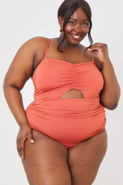 Control Ruched Front Cut Out Swimsuit