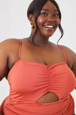 Control Ruched Front Cut Out Swimsuit