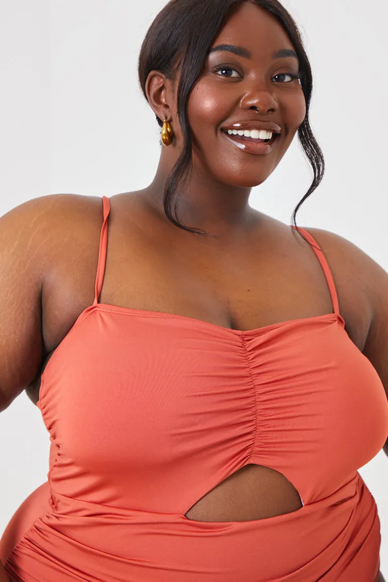Control Ruched Front Cut Out Swimsuit