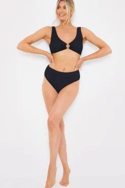 Control Textured High Waist Bikini Bottoms