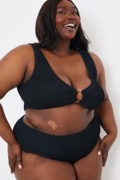 Control Textured High Waist Bikini Bottoms