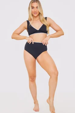 Control Whipstitch Trim High Waist Bikini Bottoms