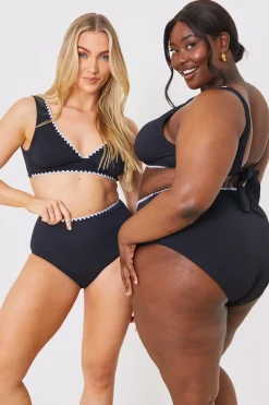 Control Whipstitch Trim High Waist Bikini Bottoms