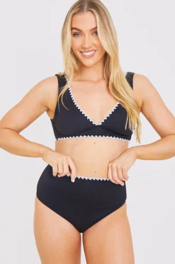 Control Whipstitch Trim High Waist Bikini Bottoms