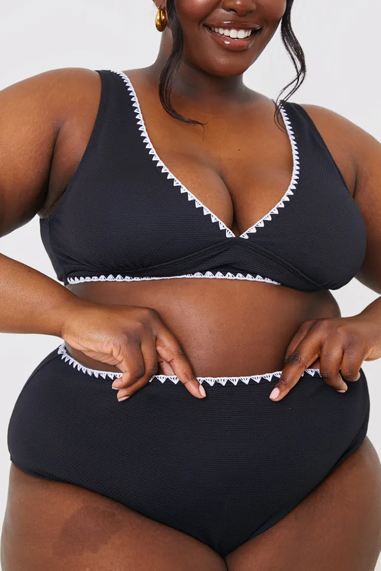 Control Whipstitch Trim High Waist Bikini Bottoms