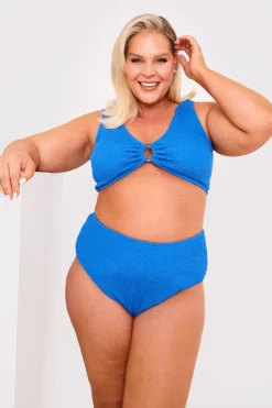 Controlled Textured Crinkle High Leg Bikini Bottoms