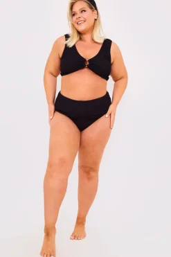 Controlled Textured Crinkle High Waisted Bikini Bottoms