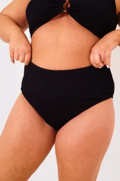 Controlled Textured Crinkle High Waisted Bikini Bottoms