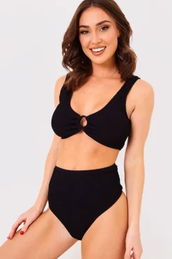 Controlled Textured Crinkle High Waisted Bikini Bottoms