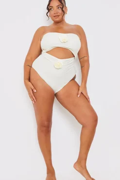 Corsage Detail Bandeau Swimsuit