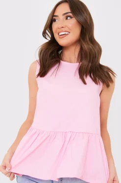 Cotton Sleeveless Peplum Blouse