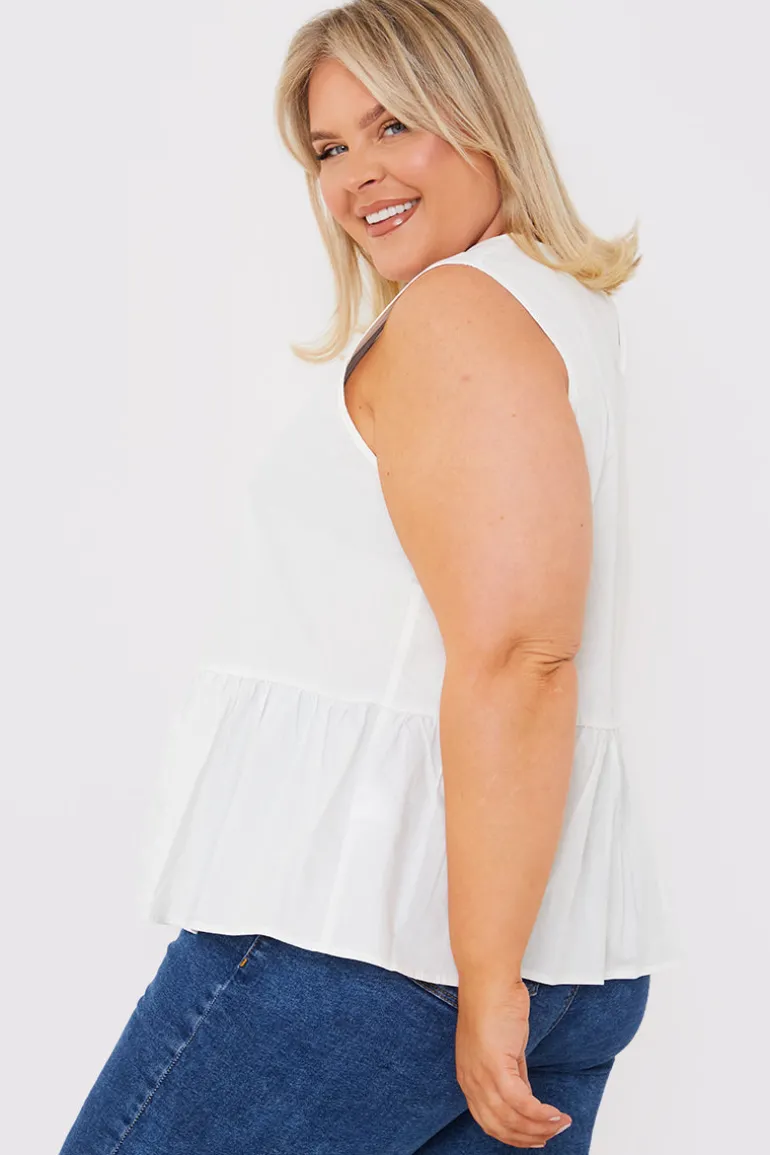 Cotton Sleeveless Peplum Blouse