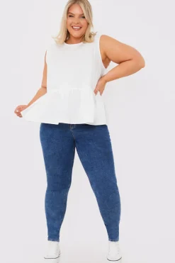 Cotton Sleeveless Peplum Blouse