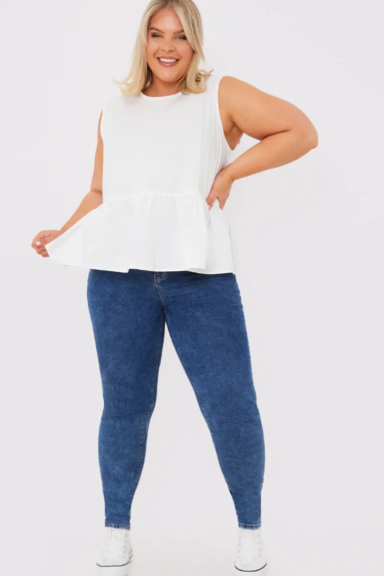 Cotton Sleeveless Peplum Blouse