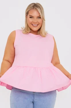 Cotton Sleeveless Peplum Blouse