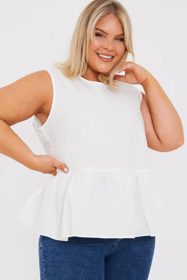 Cotton Sleeveless Peplum Blouse