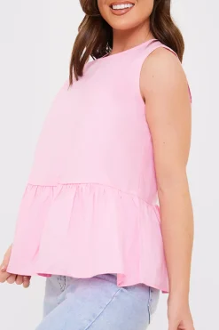 Cotton Sleeveless Peplum Blouse