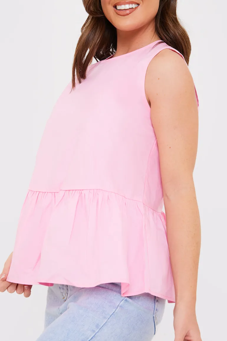 Cotton Sleeveless Peplum Blouse