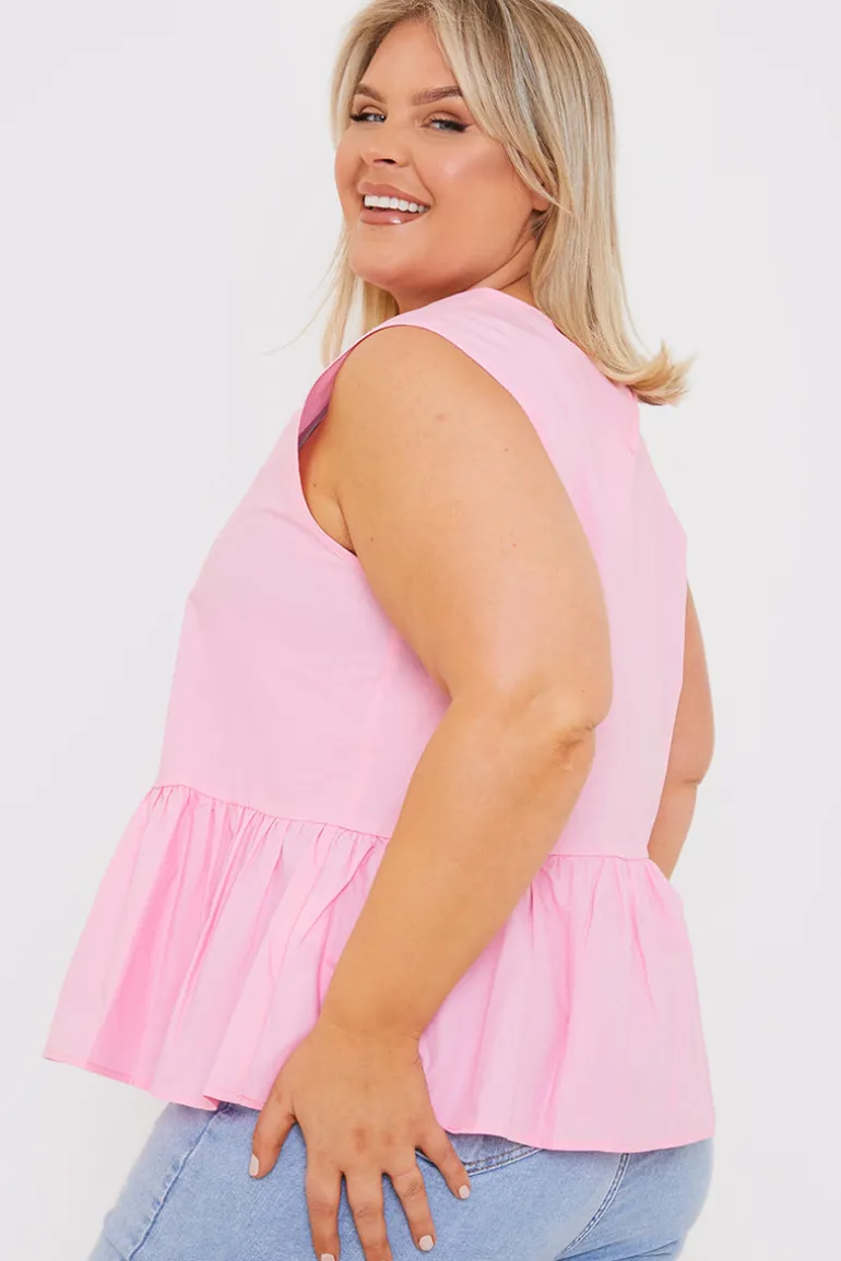 Cotton Sleeveless Peplum Blouse