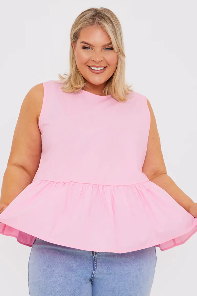 Cotton Sleeveless Peplum Blouse