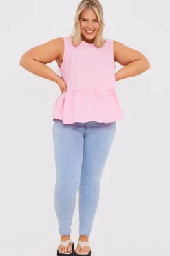 Cotton Sleeveless Peplum Blouse
