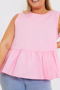Cotton Sleeveless Peplum Blouse
