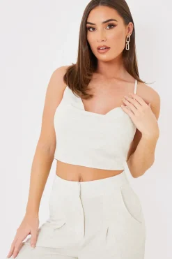 Cowl Cross Back Crop Top