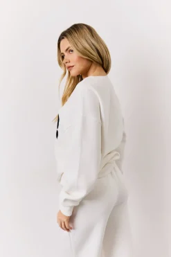 Cream 1992 Embroidered Slogan Sweatshirt