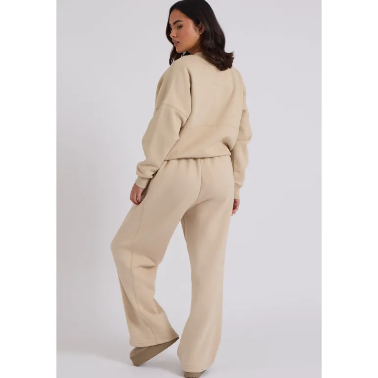 Cream Bomber and Wide Leg Jogger Set