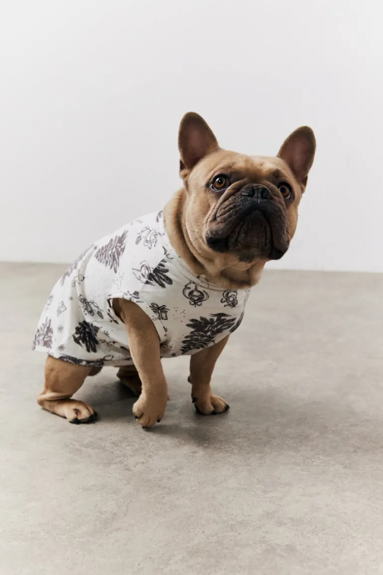 Cream Christmas Tree Matching Dog Coat